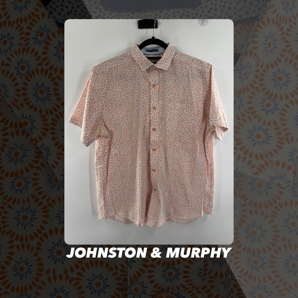 EUC Johnston & Murphy Rust Sun Short Sleeve Button Down Shirt